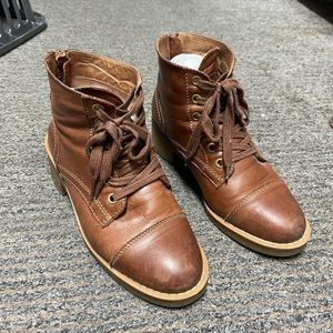 Brown ankle combat boots